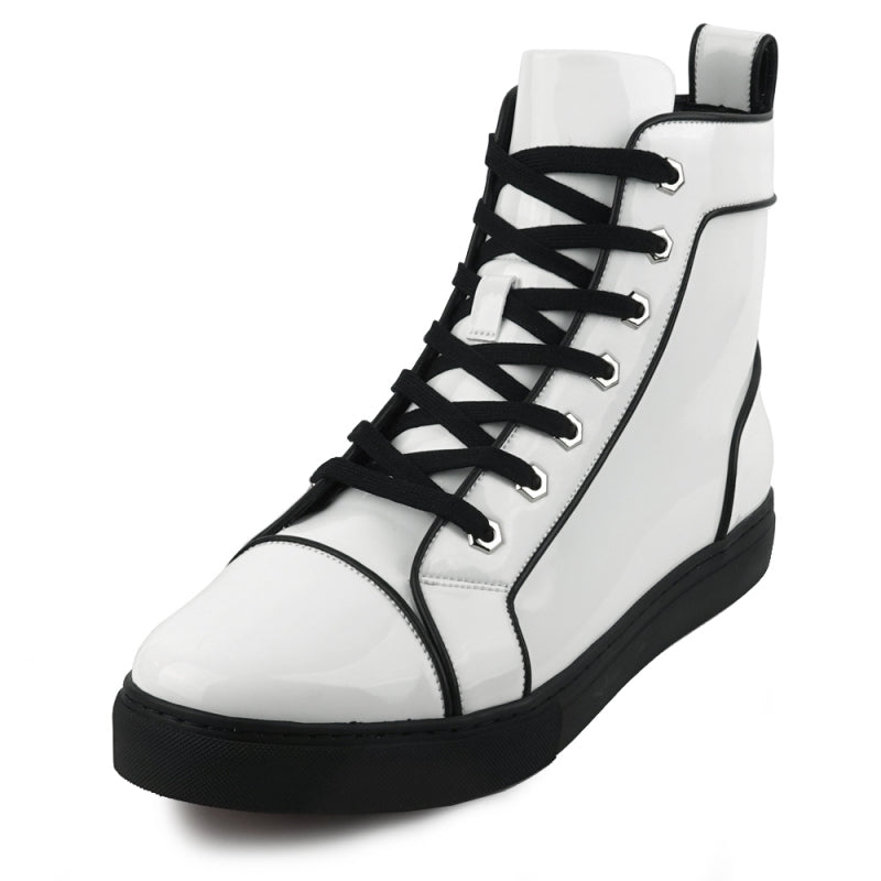 FI-2416 White Patent Leather High Top Sneaker - Buy Now