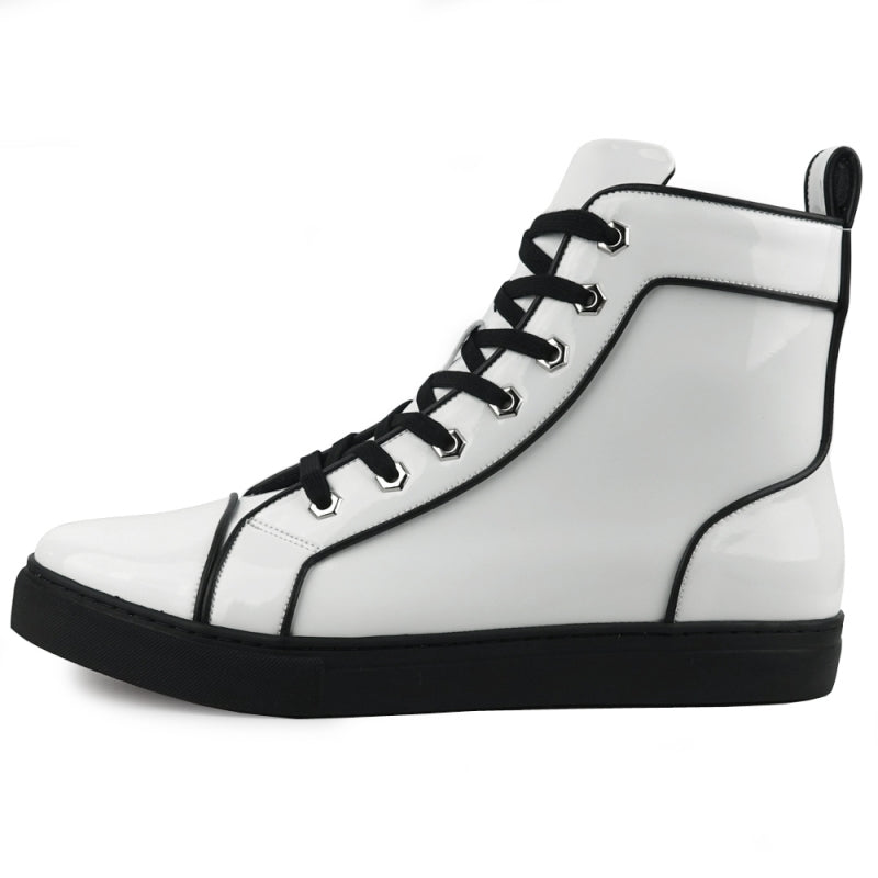 FI-2416 White Patent Leather High Top Sneaker - Buy Now