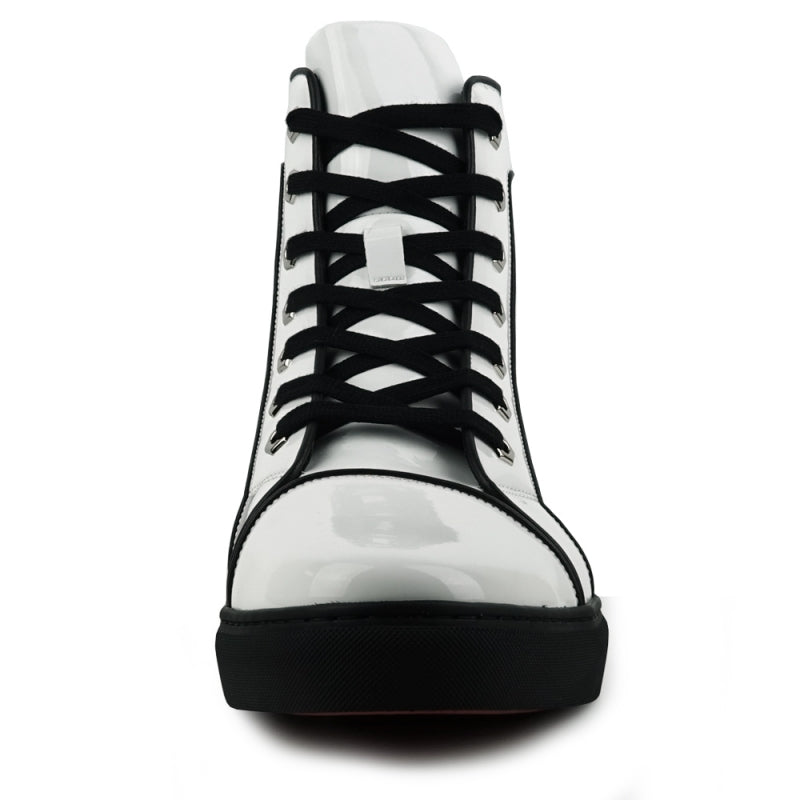 FI-2416 White Patent Leather High Top Sneaker - Buy Now