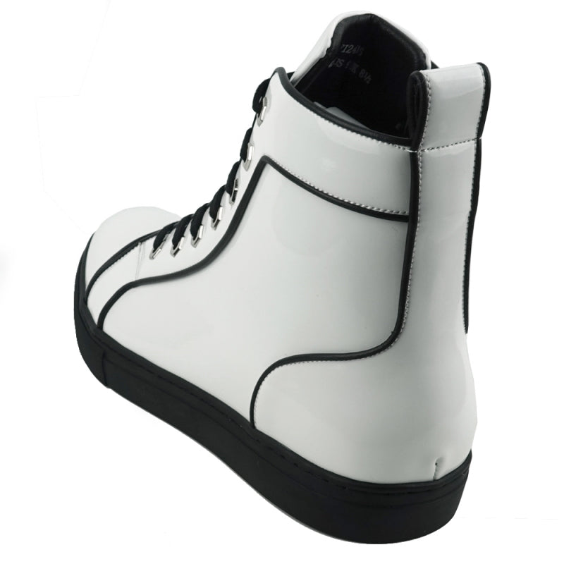 FI-2416 White Patent Leather High Top Sneaker - Buy Now