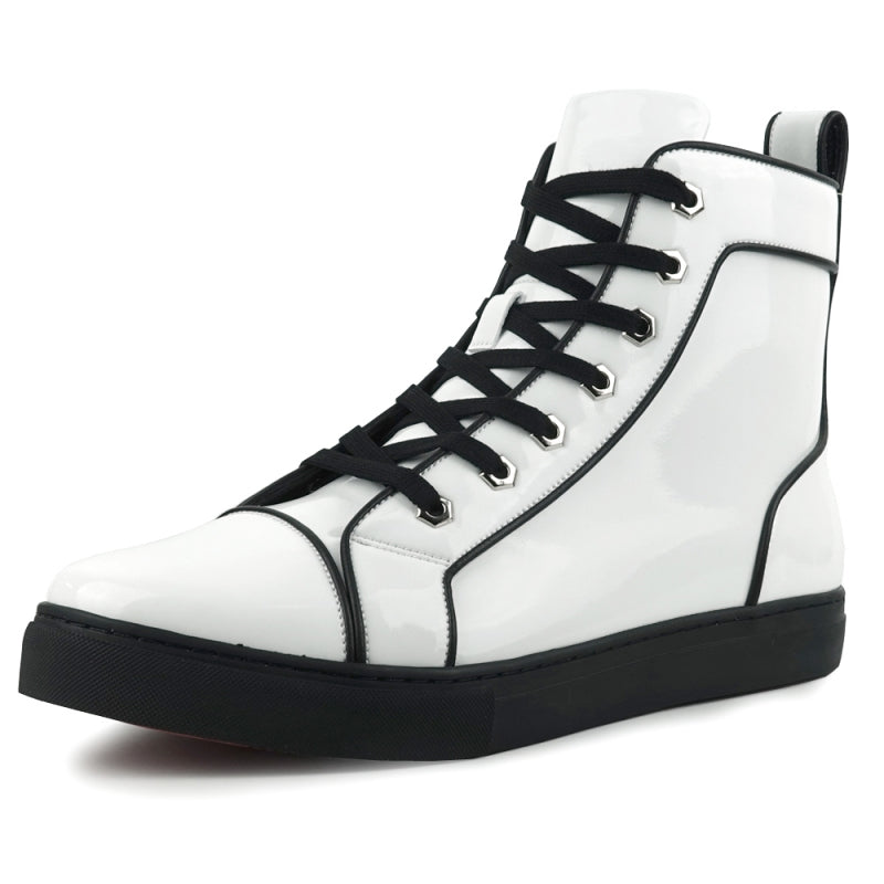 FI-2416 White Patent Leather High Top Sneaker - Buy Now