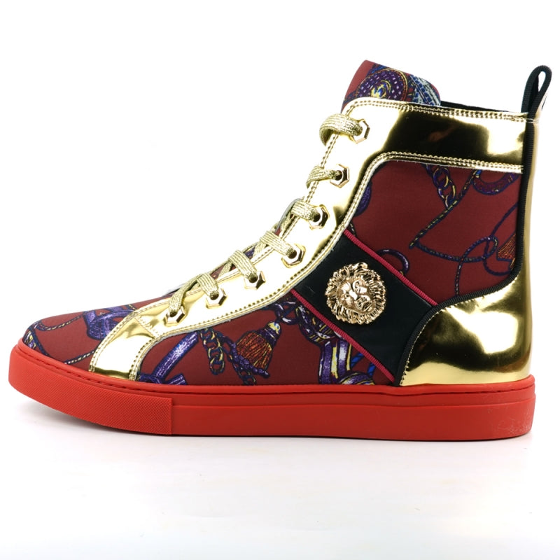 FI-2421 Burgundy High Top Sneakers - Encore Collection | Fiesso