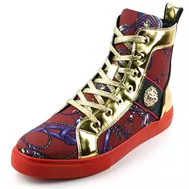 FI-2421 Burgundy High Top Sneakers - Encore Collection | Fiesso