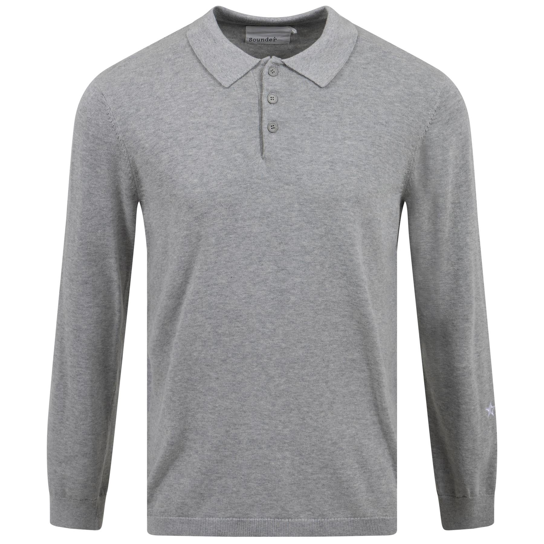 Fine Cut Polo LS Light Grey Melange