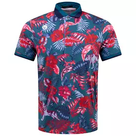 Floral Wolf Polo Shirt - Jungle Sea Turtle Design