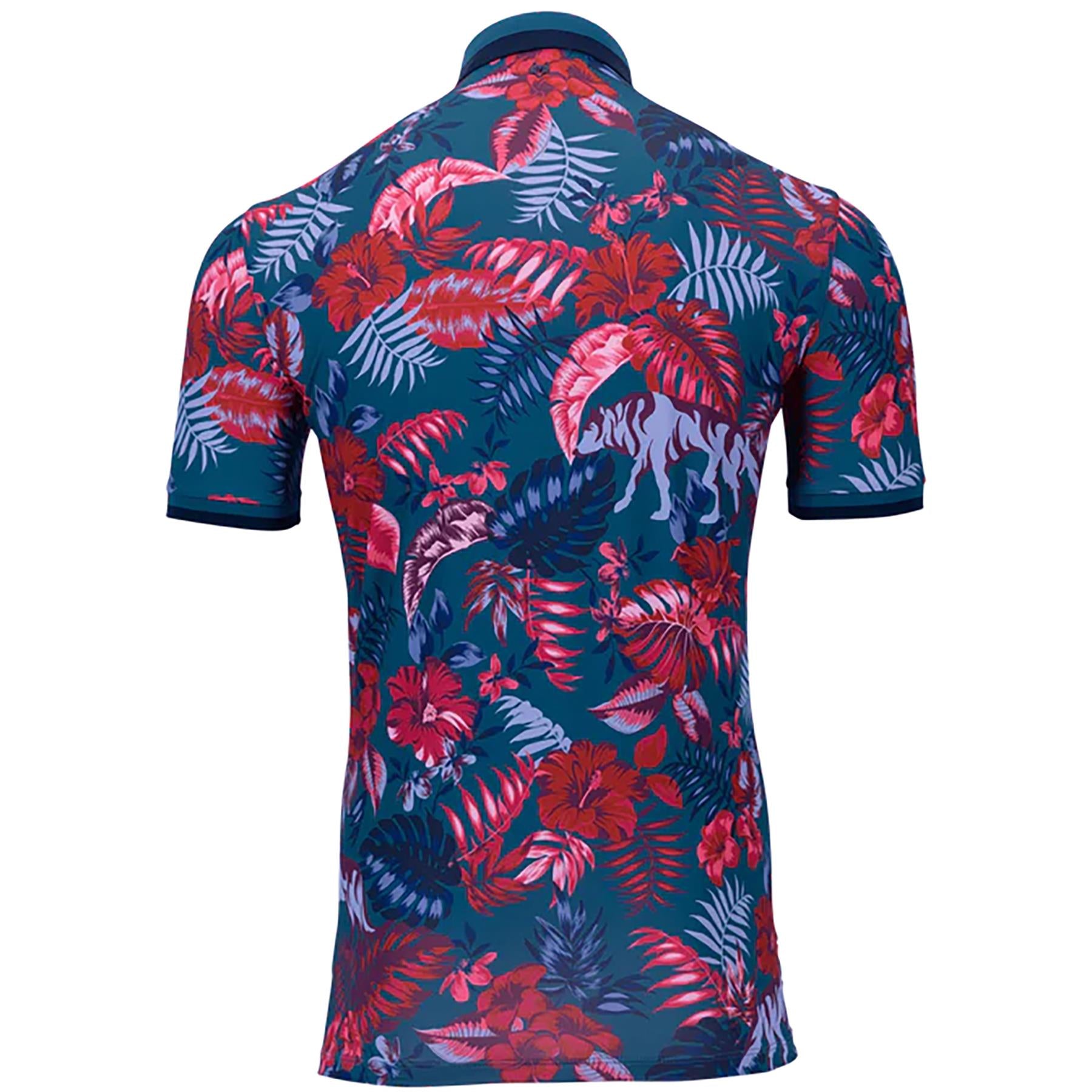 Floral Wolf Polo Shirt - Jungle Sea Turtle Design