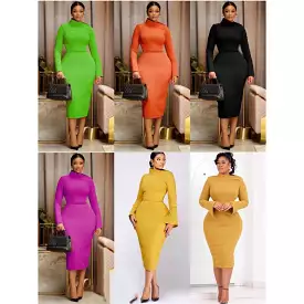 Form-fitting Long Sleeve Dress