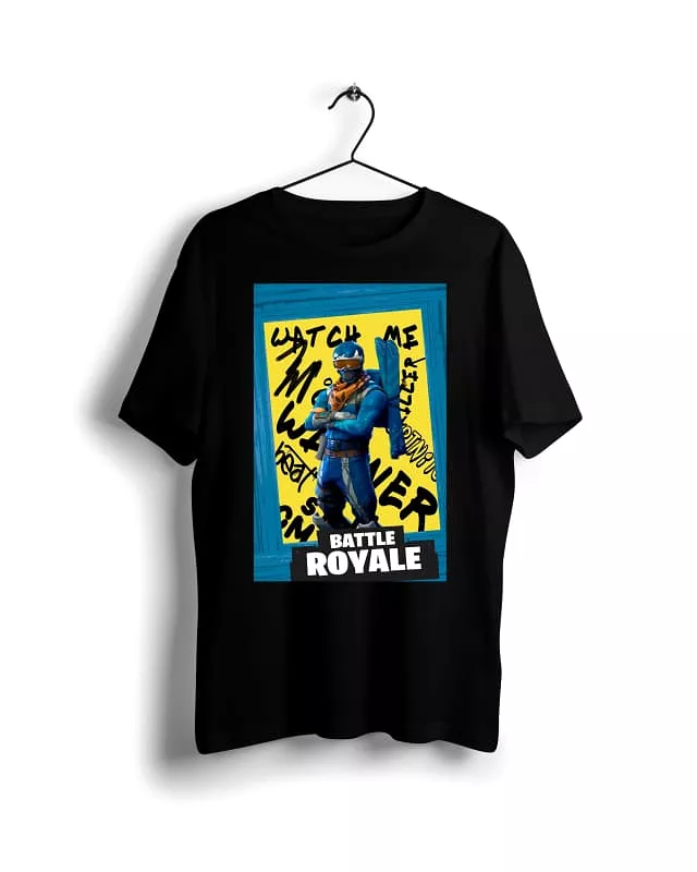 Fortnite blue t-shirt with digital graphics, black