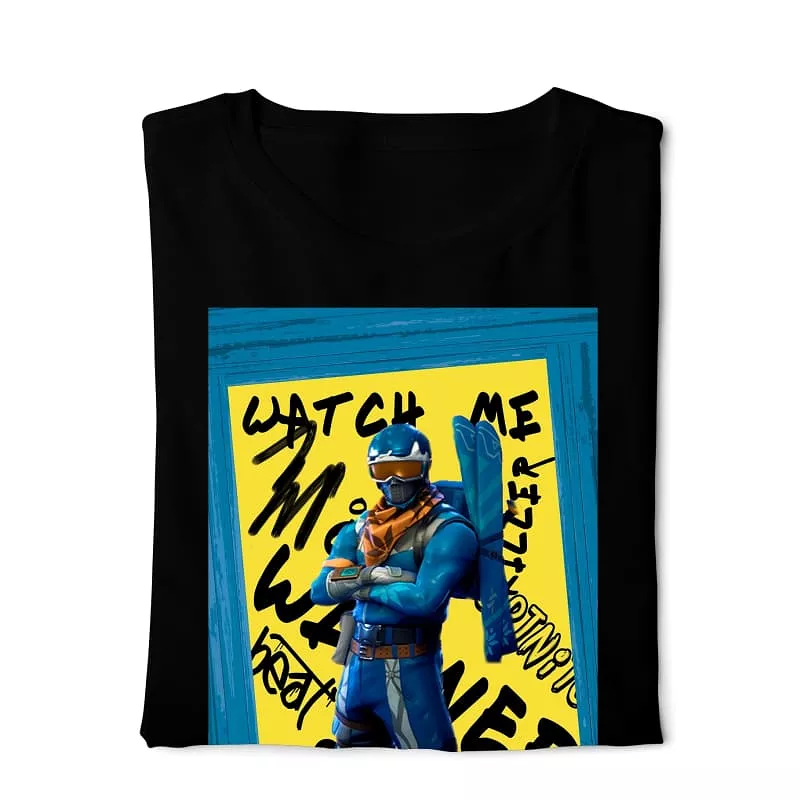 Fortnite blue t-shirt with digital graphics, black