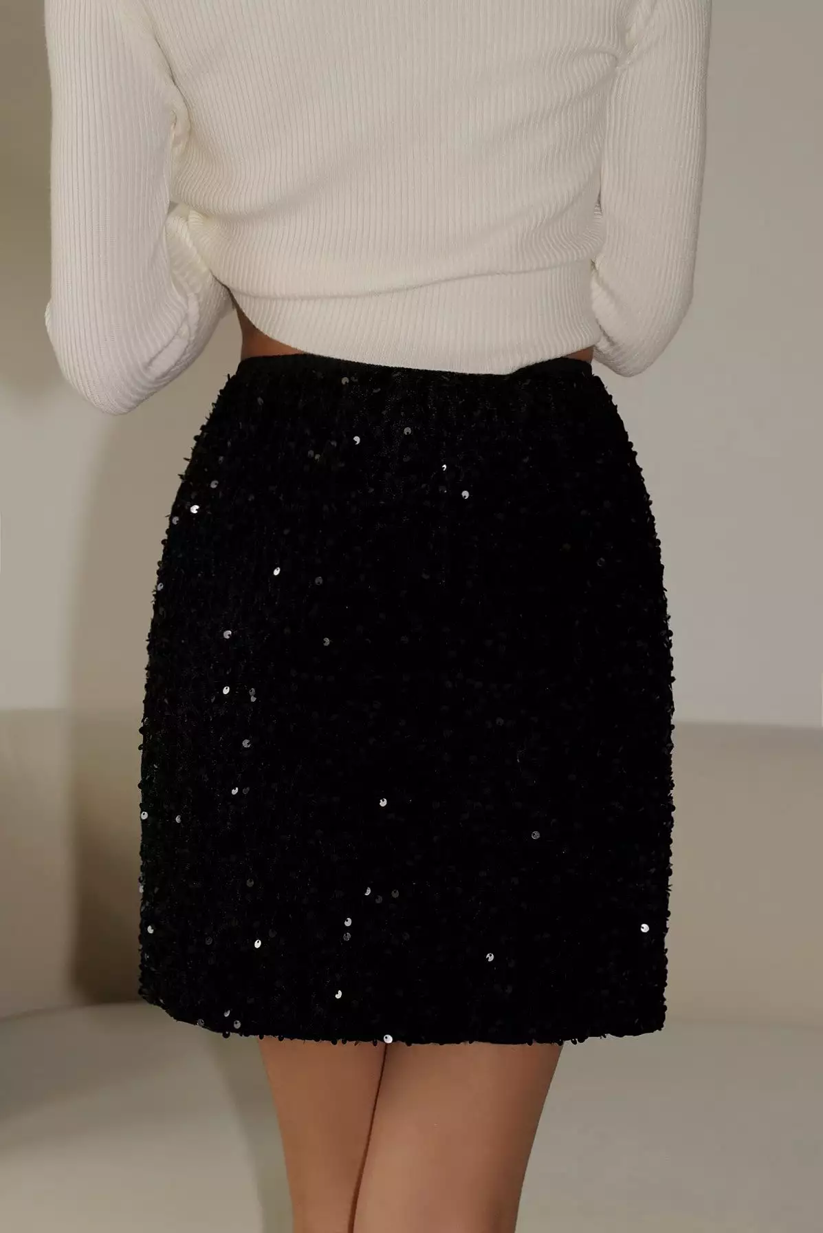 fun sequin mini skirt black