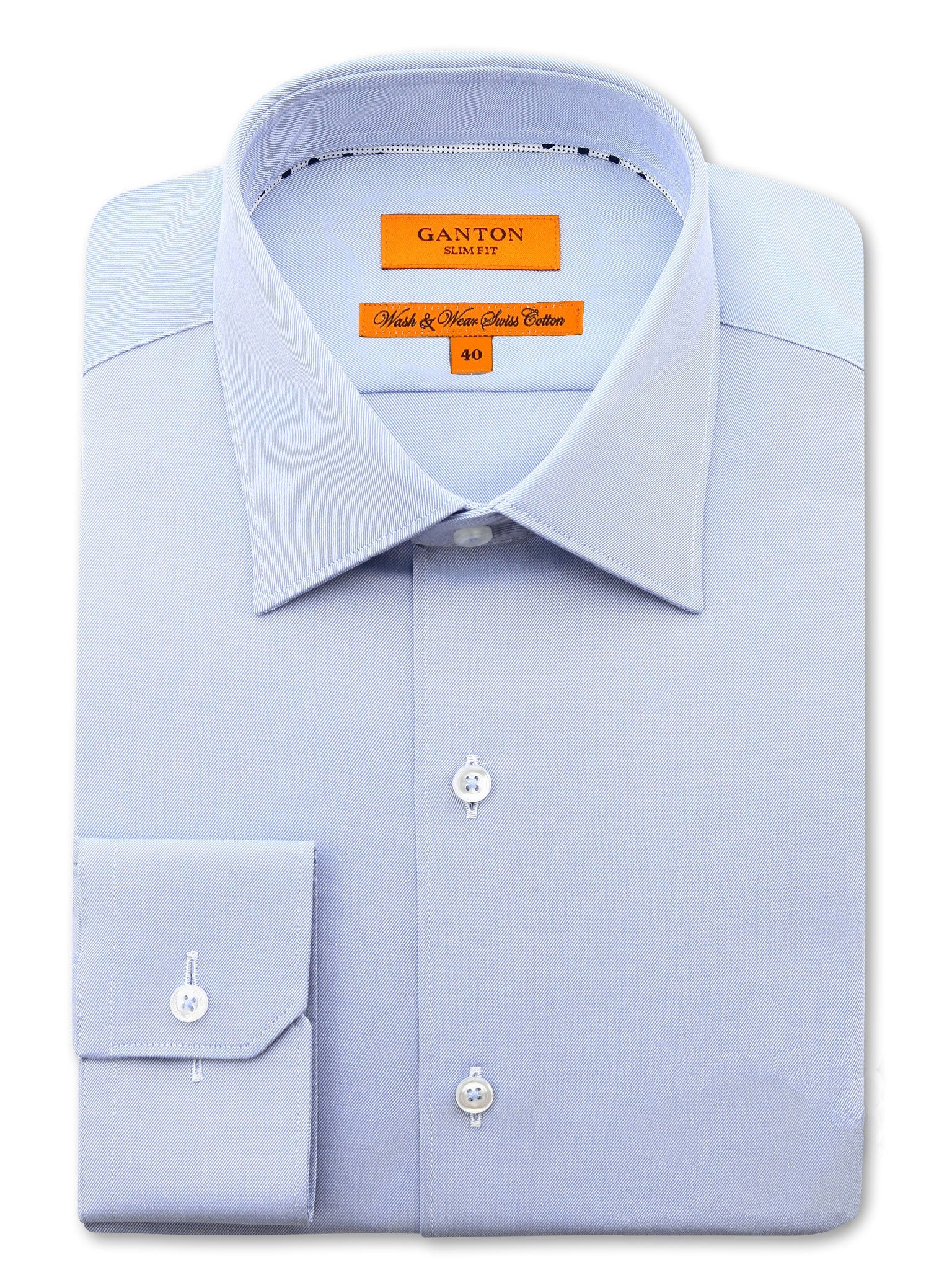 Ganton Sky Blue Superfine Twill Slim Fit Shirt 1057SSN-4