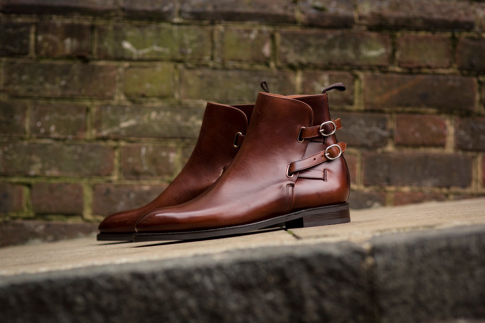 Genesee MTO rugged brown calf NGT last city rubber sole.