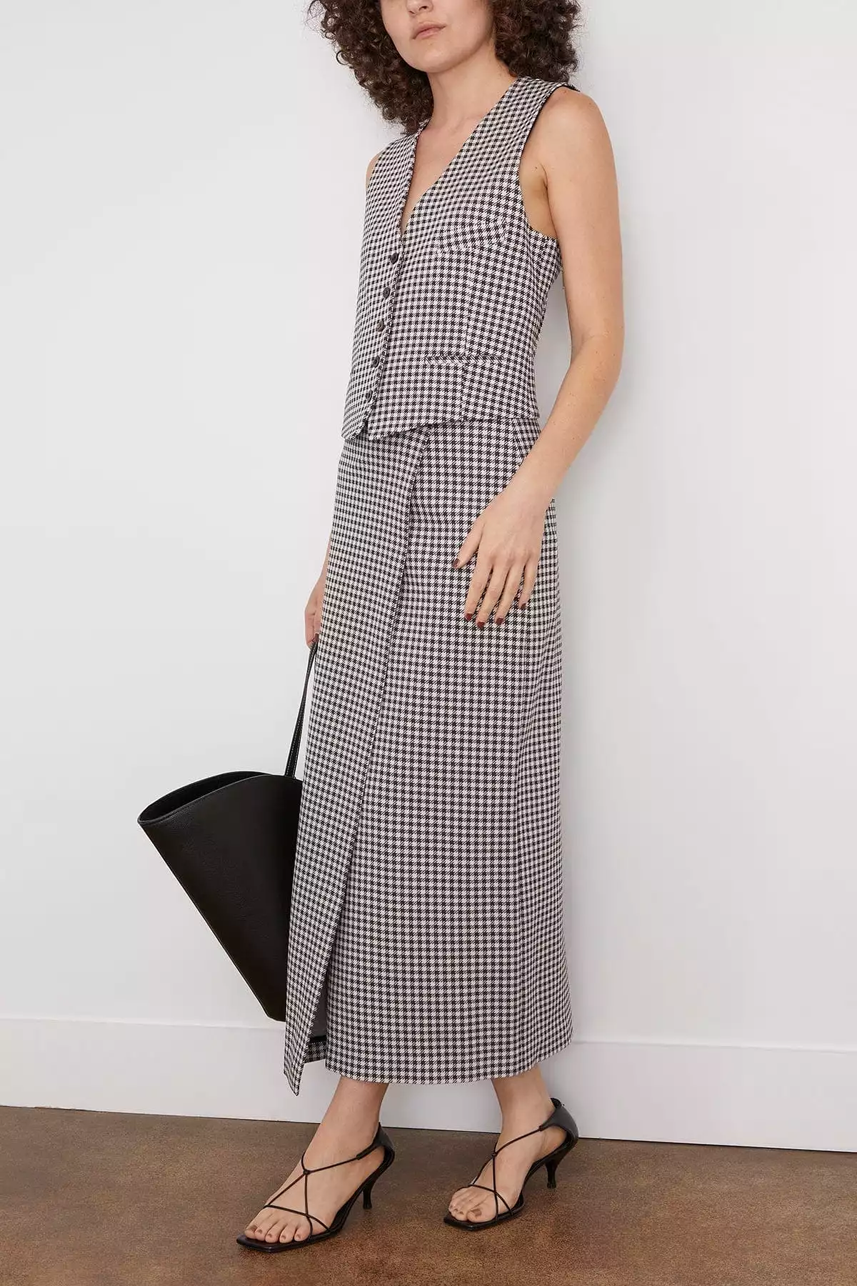 Gingham Wrap Skirt Black White