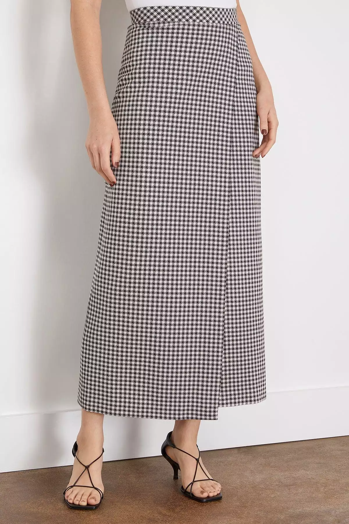 Gingham Wrap Skirt Black White