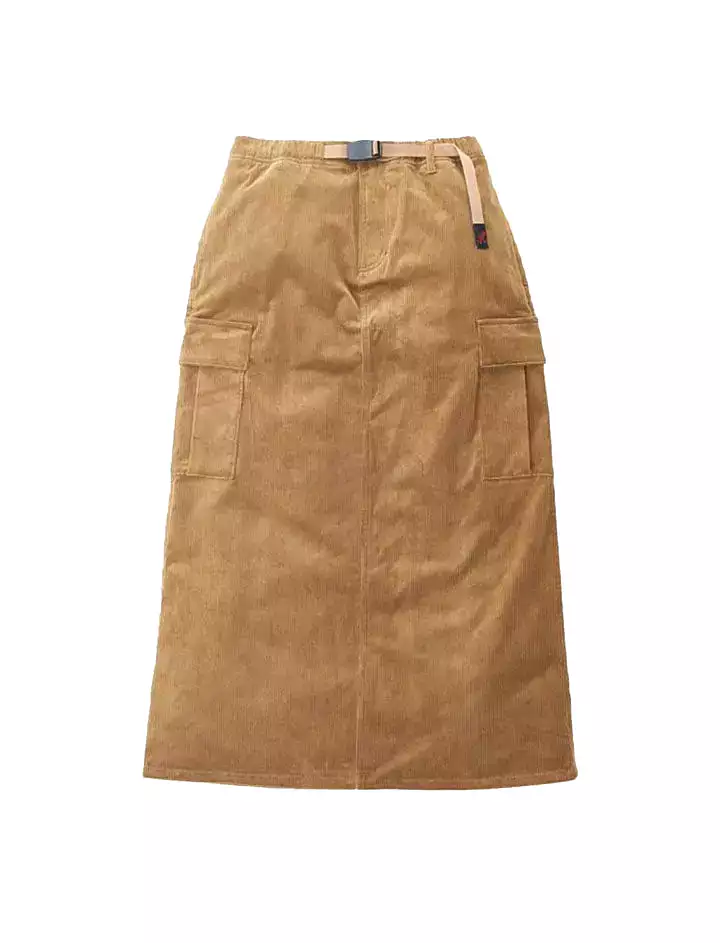 Gramicci Corduroy Long Cargo Skirt - Mocha Beige