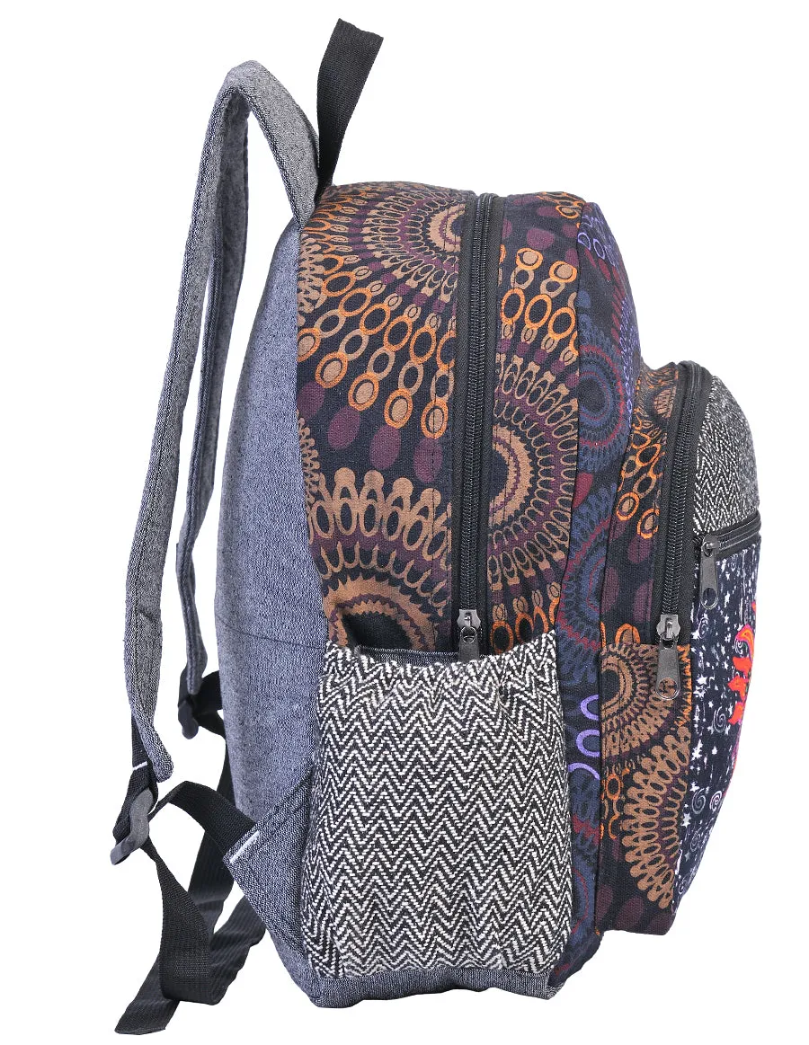 Graphic Sun Moon Print Cotton Backpack Bag