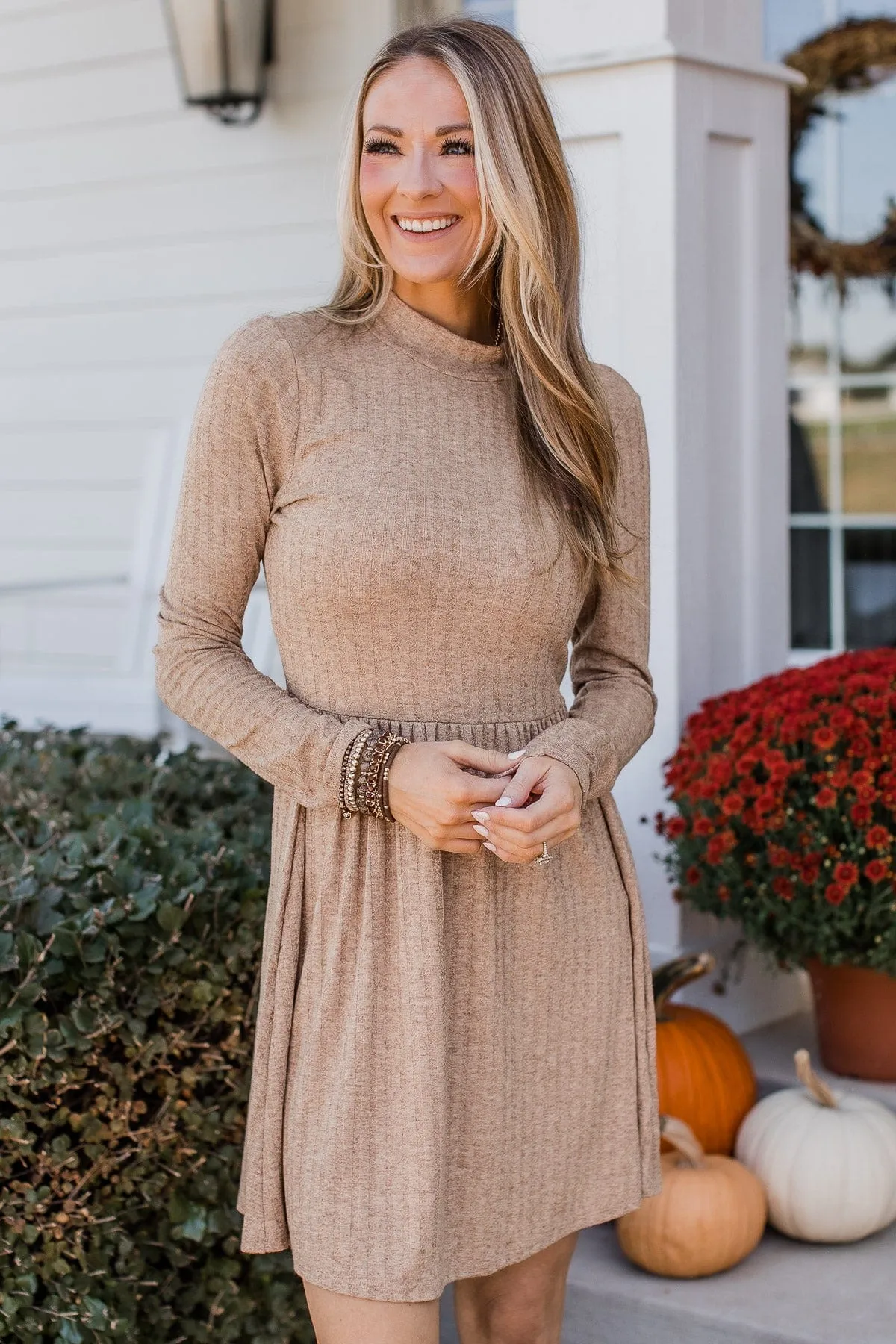 Gratitude Knit Dress in Mocha - Buy Online