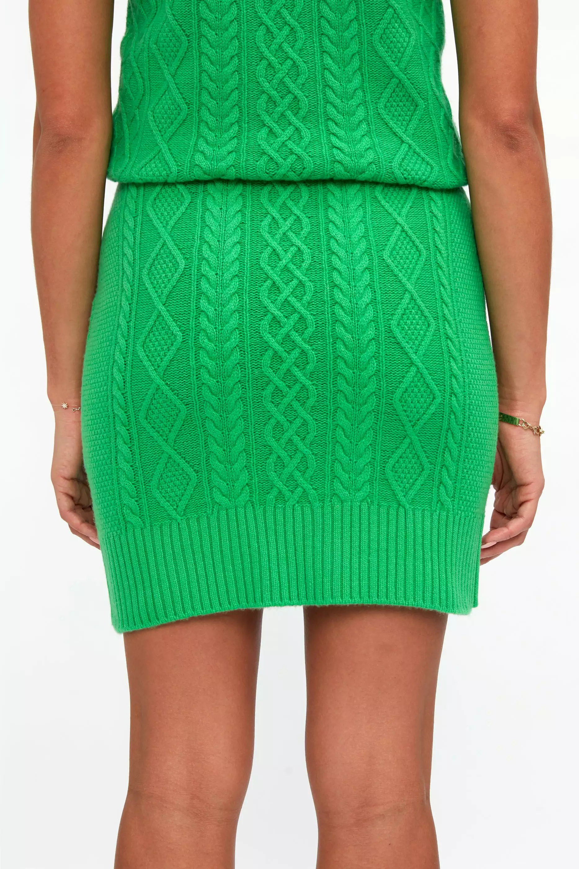 Green Cable Knit Mini Skirt