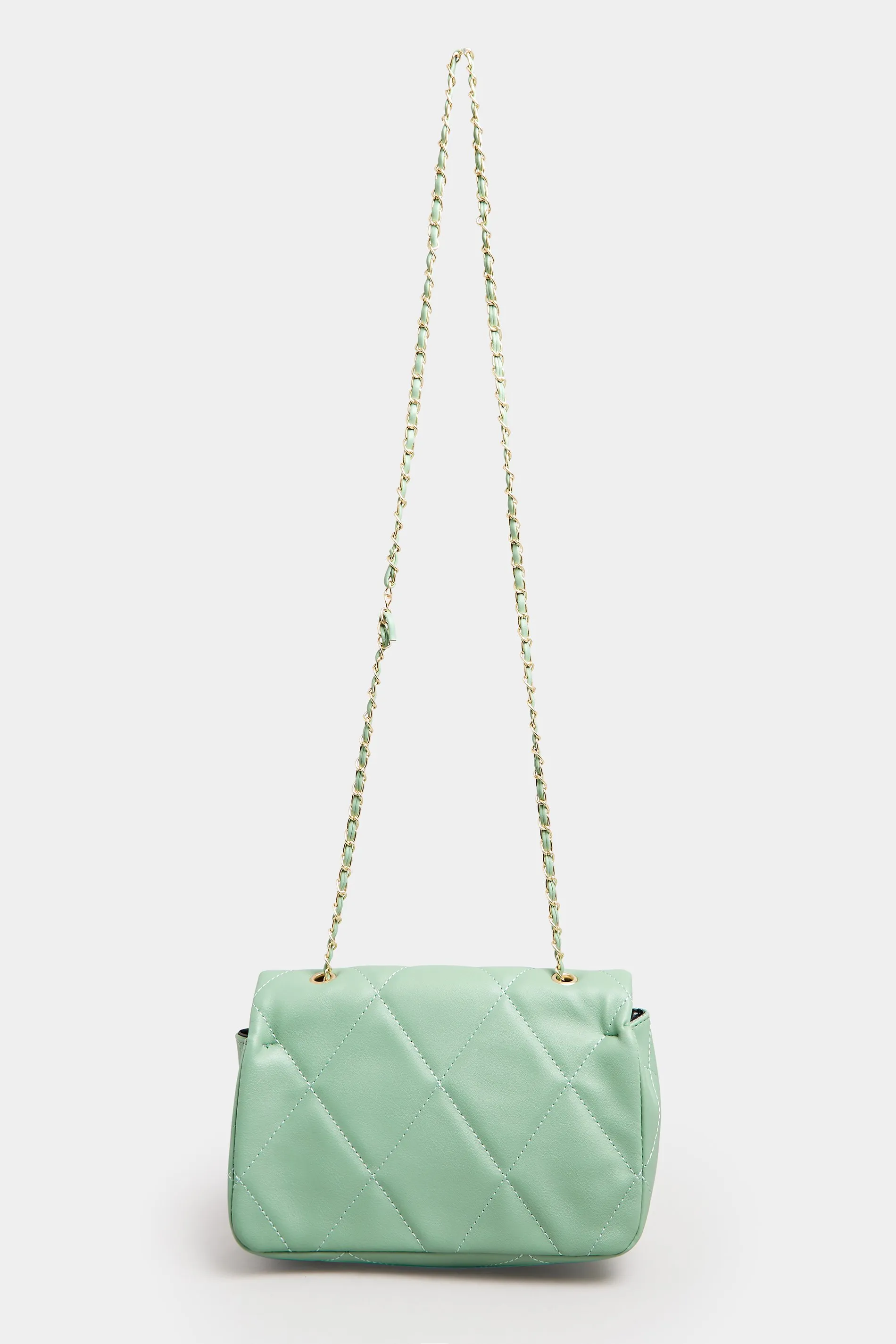 Green Studded Quilted Chain Bag