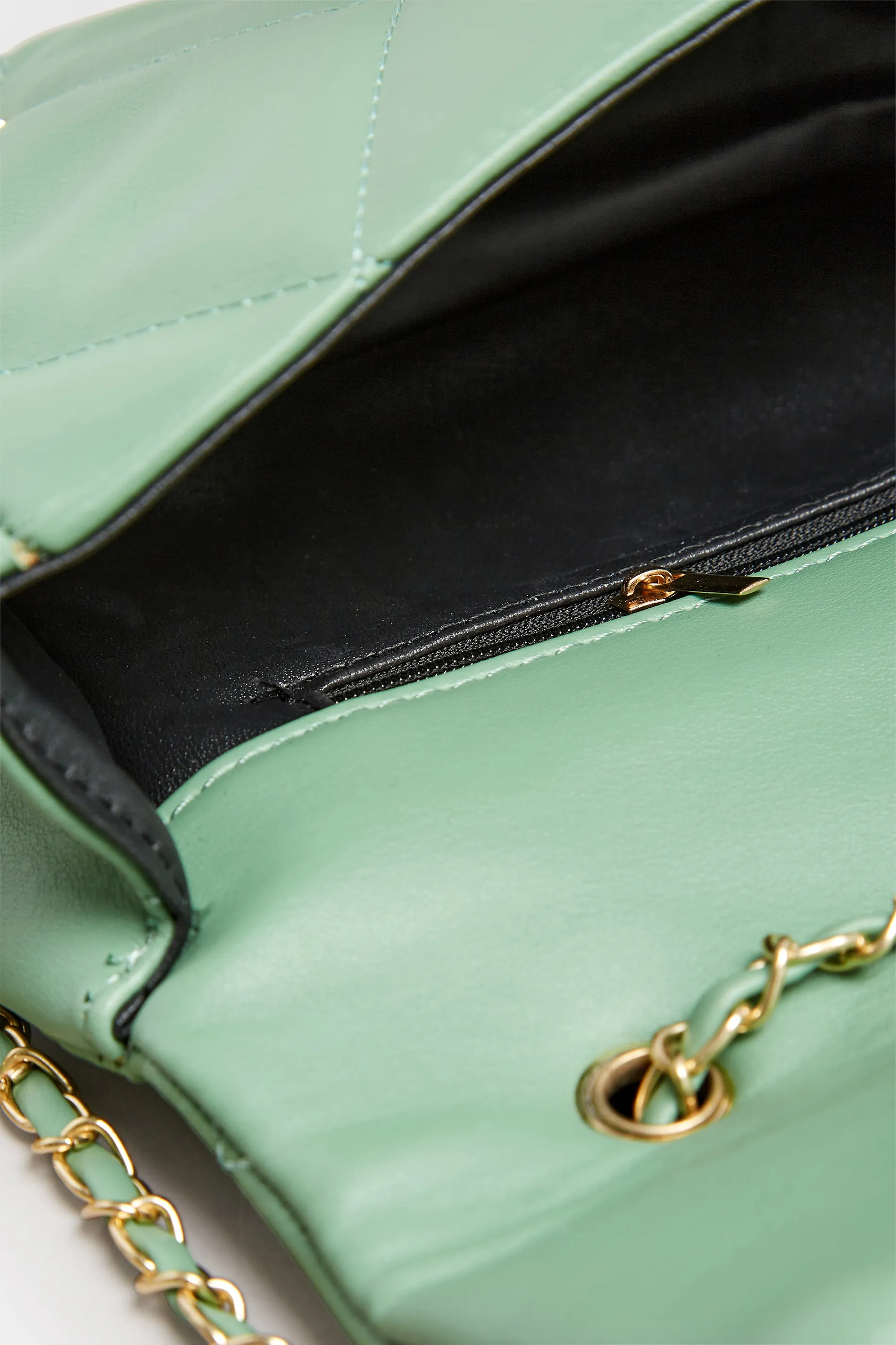 Green Studded Quilted Chain Bag