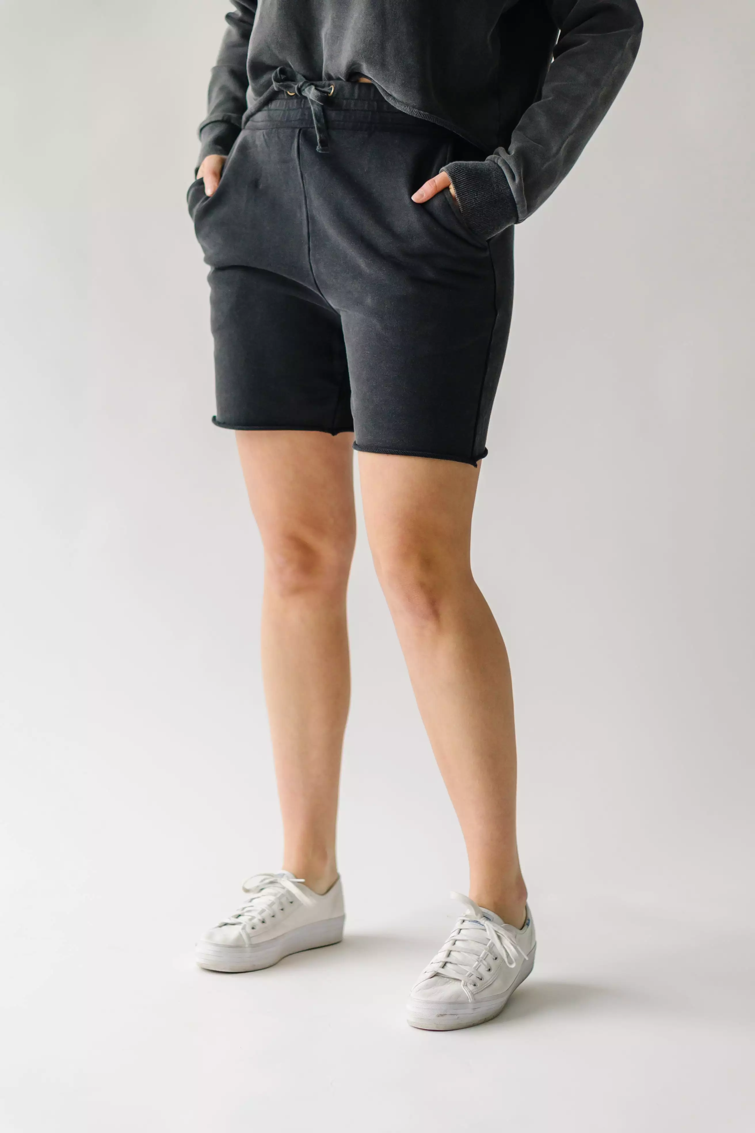 Gretel Black Raw Edged Sweat Shorts