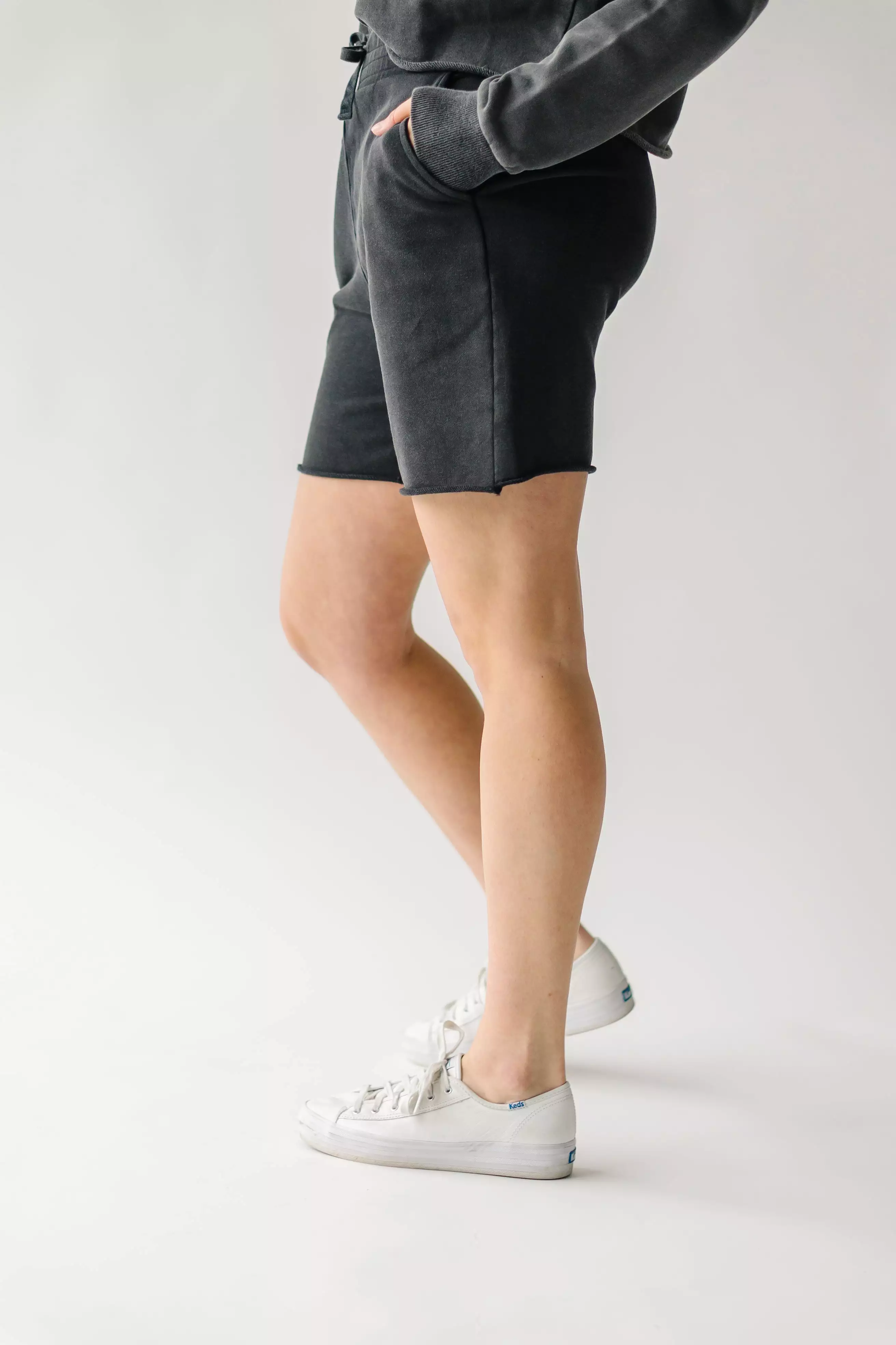 Gretel Black Raw Edged Sweat Shorts