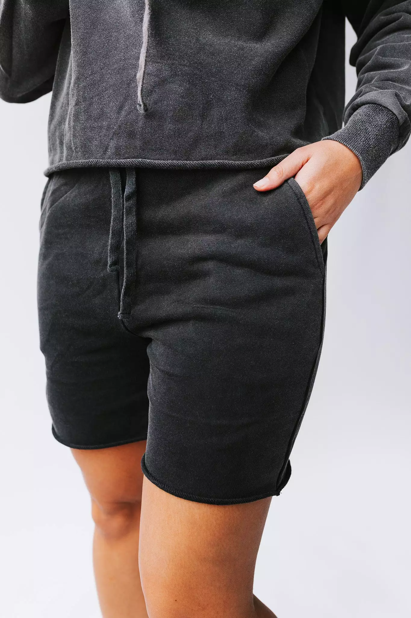 Gretel Black Raw Edged Sweat Shorts