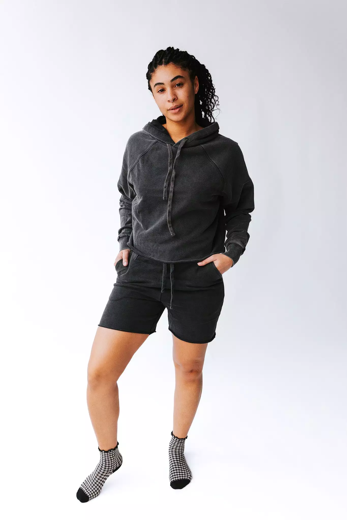 Gretel Black Raw Edged Sweat Shorts