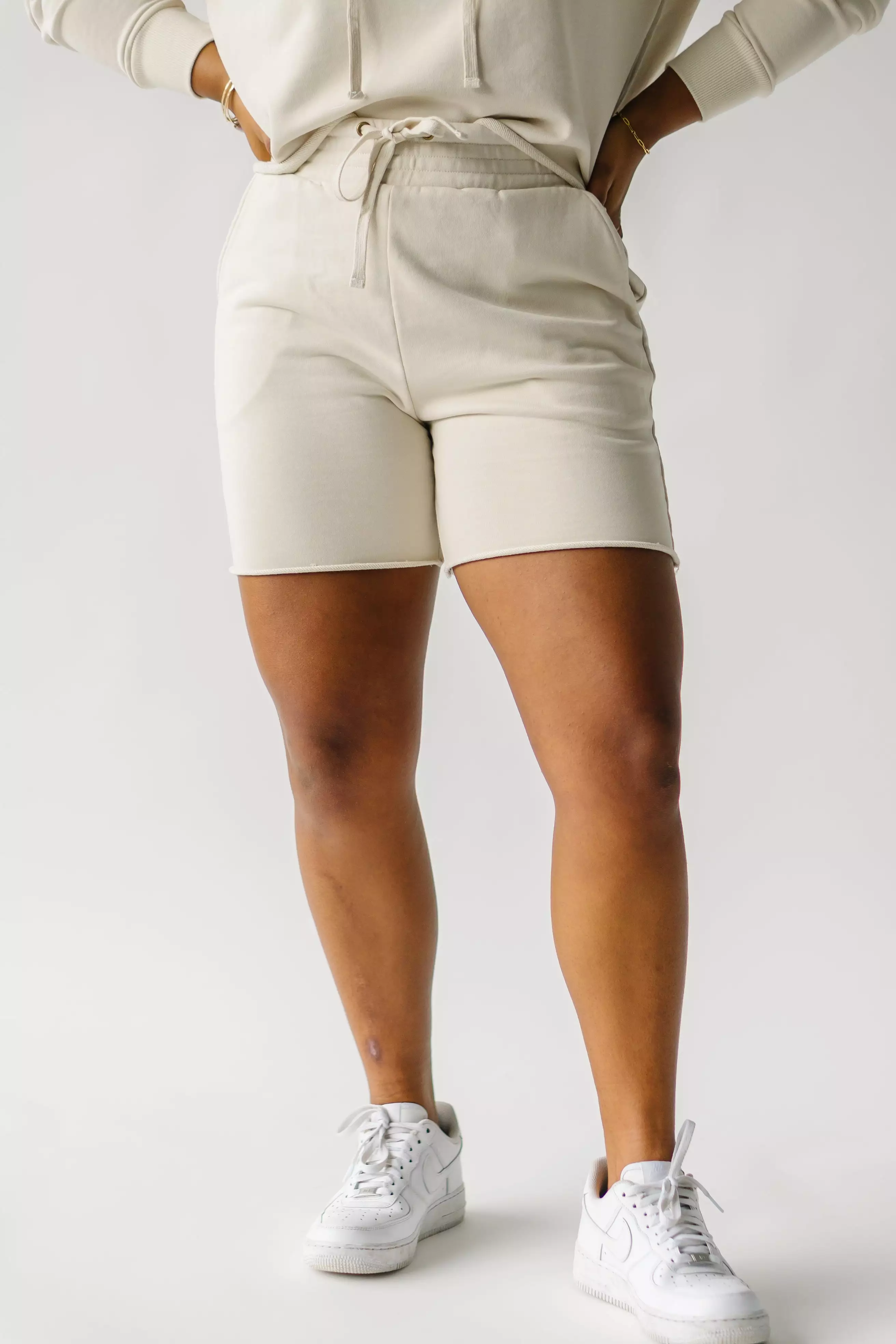 Gretel Raw Edge Bone Sweat-Shorts