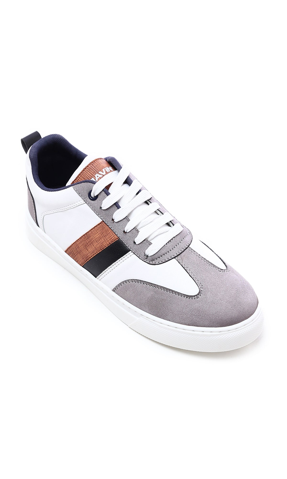 Grey and White Round Toecap Lace Up Casual Shoes