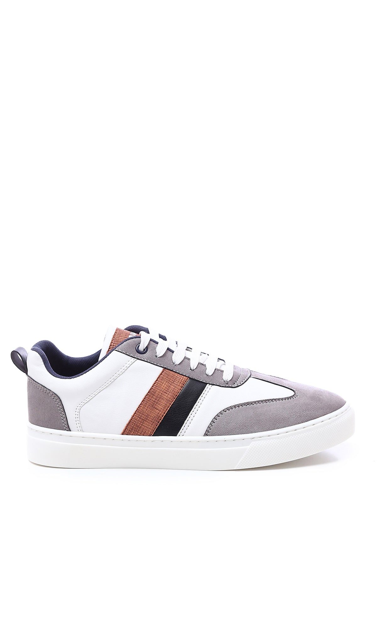 Grey and White Round Toecap Lace Up Casual Shoes