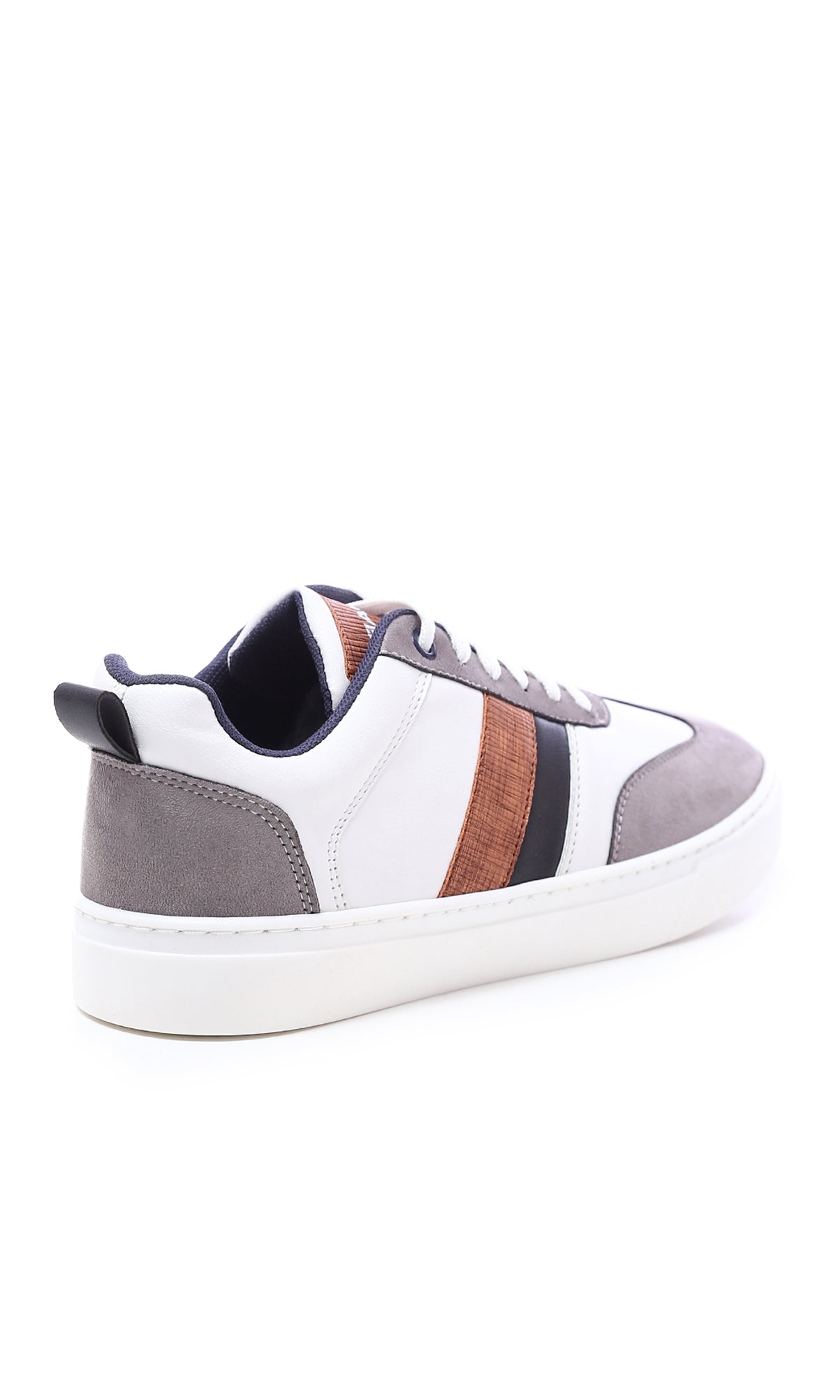 Grey and White Round Toecap Lace Up Casual Shoes