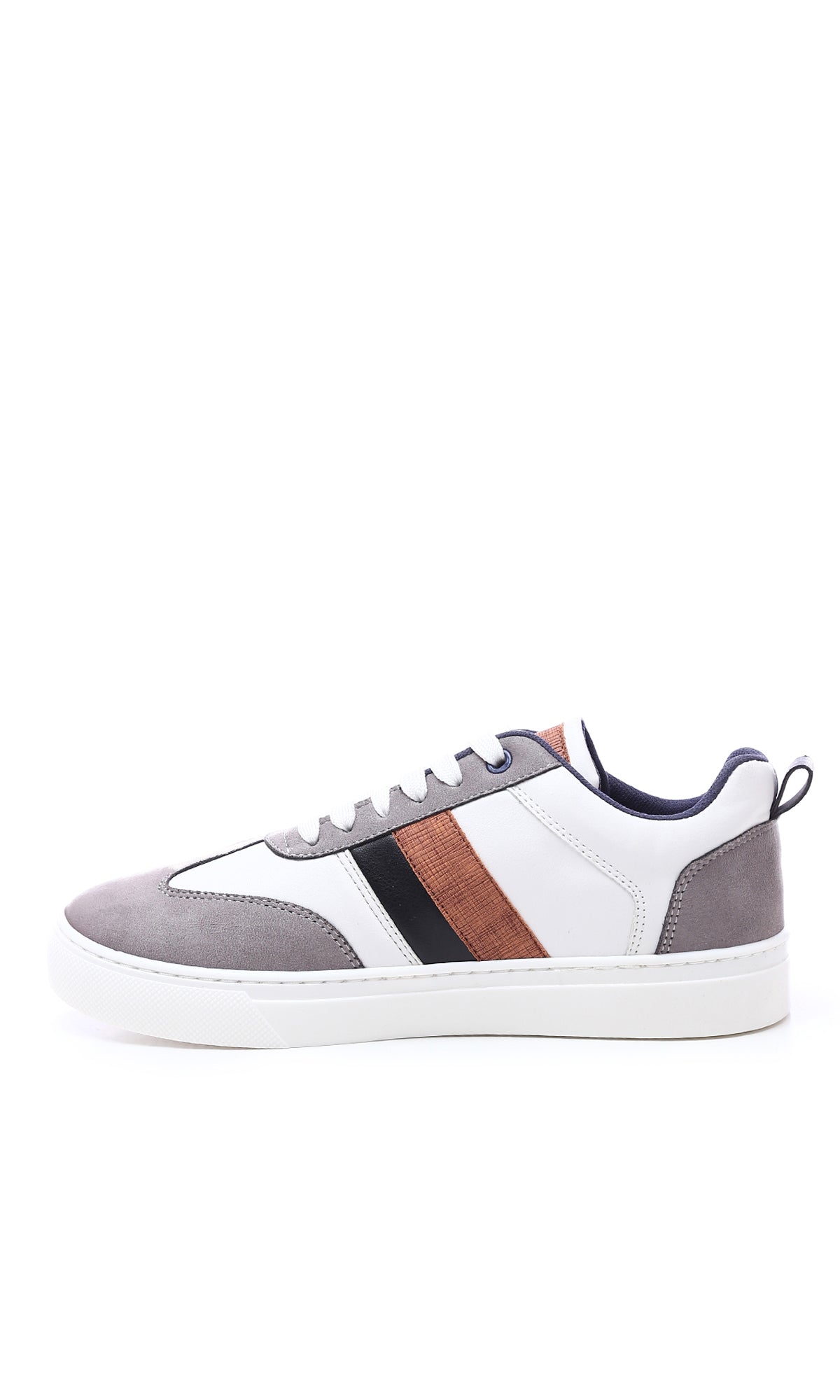 Grey and White Round Toecap Lace Up Casual Shoes