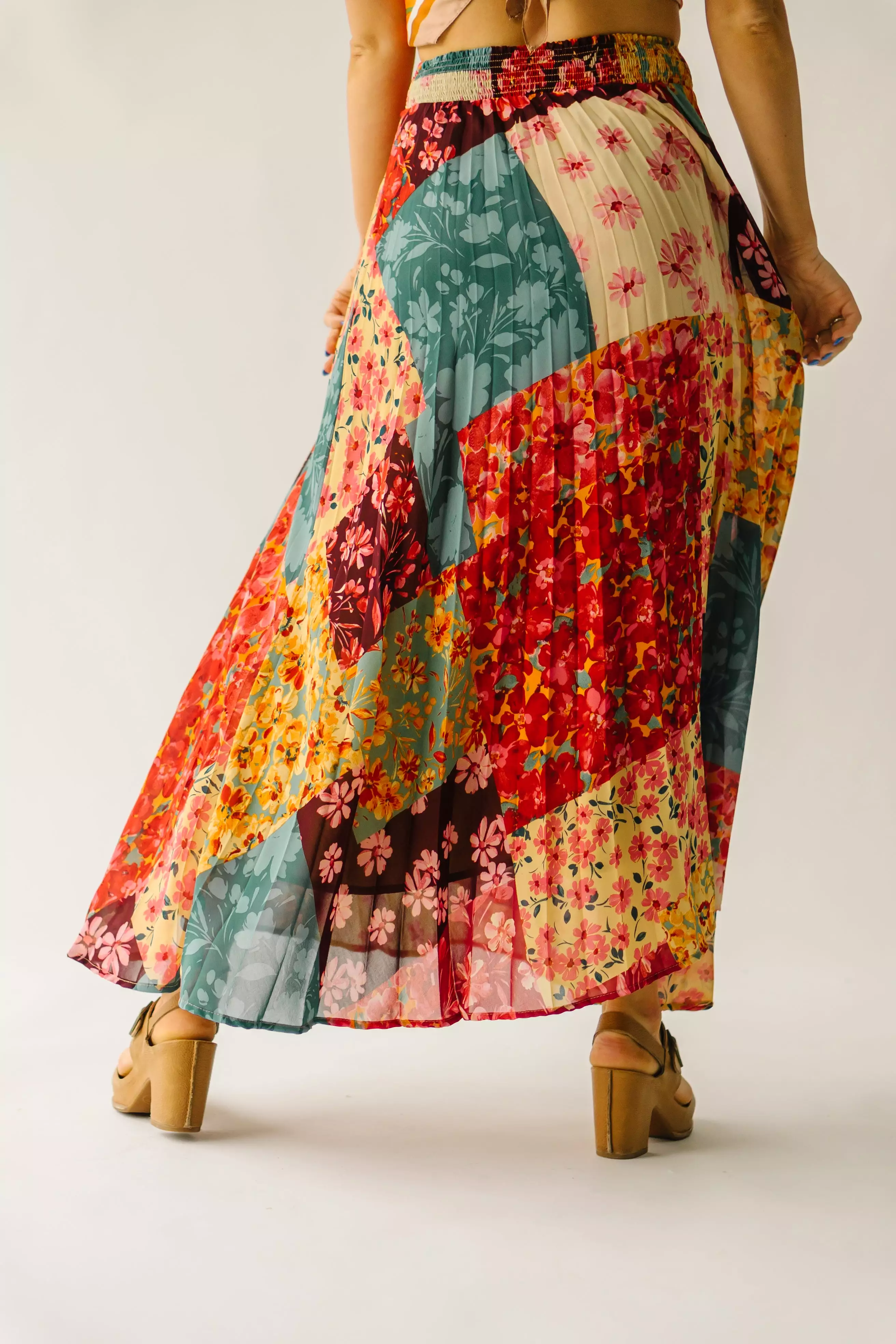 Hanover Pleated Midi Skirt Rococo Garden