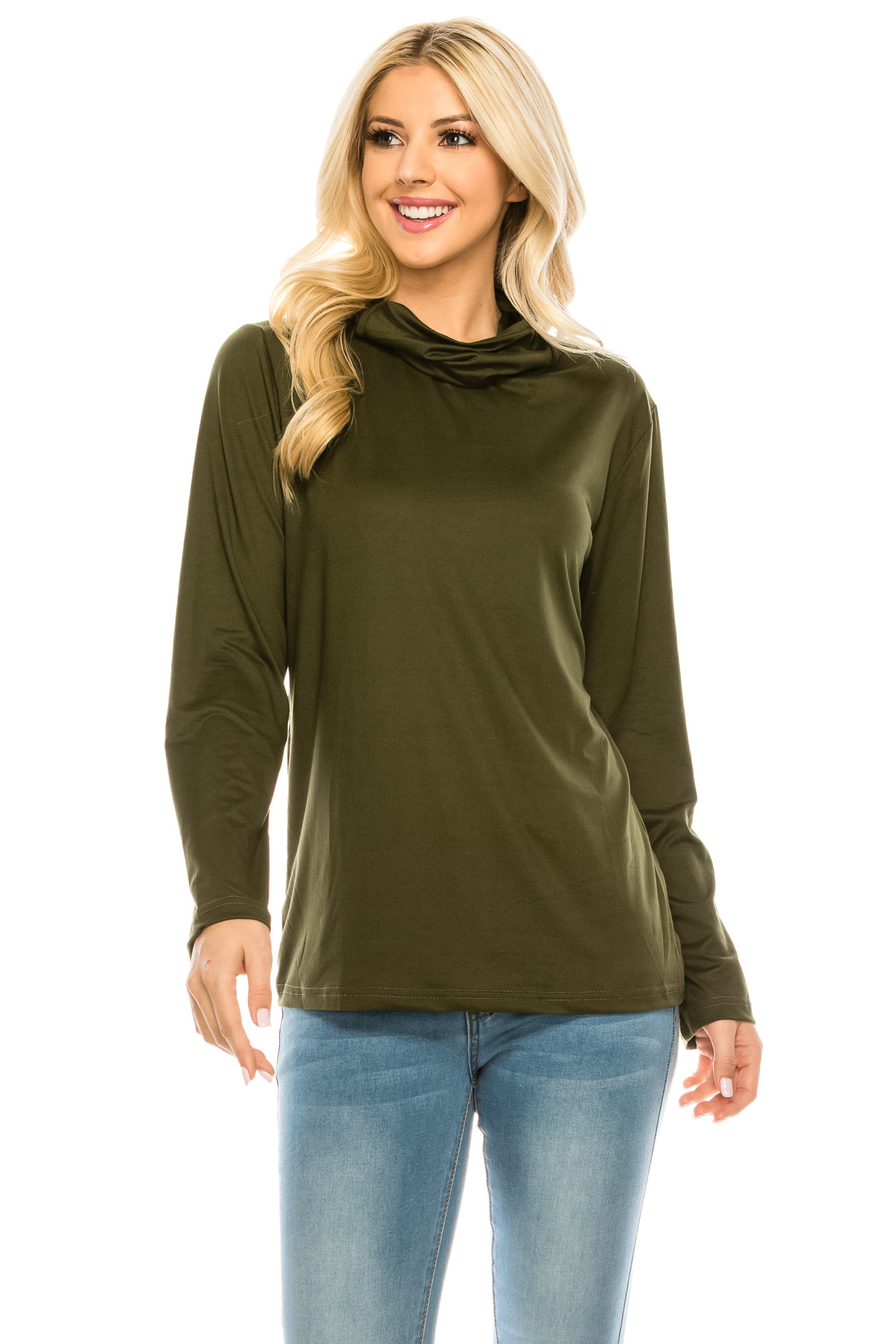 High-end Cowl Neck Tee with Integrated Mask