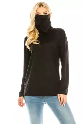 High-end Cowl Neck Tee with Integrated Mask