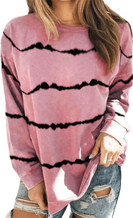 High-End Tie Dye Stripe Long Sleeve Tee