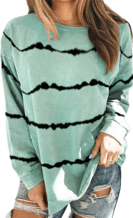 High-End Tie Dye Stripe Long Sleeve Tee