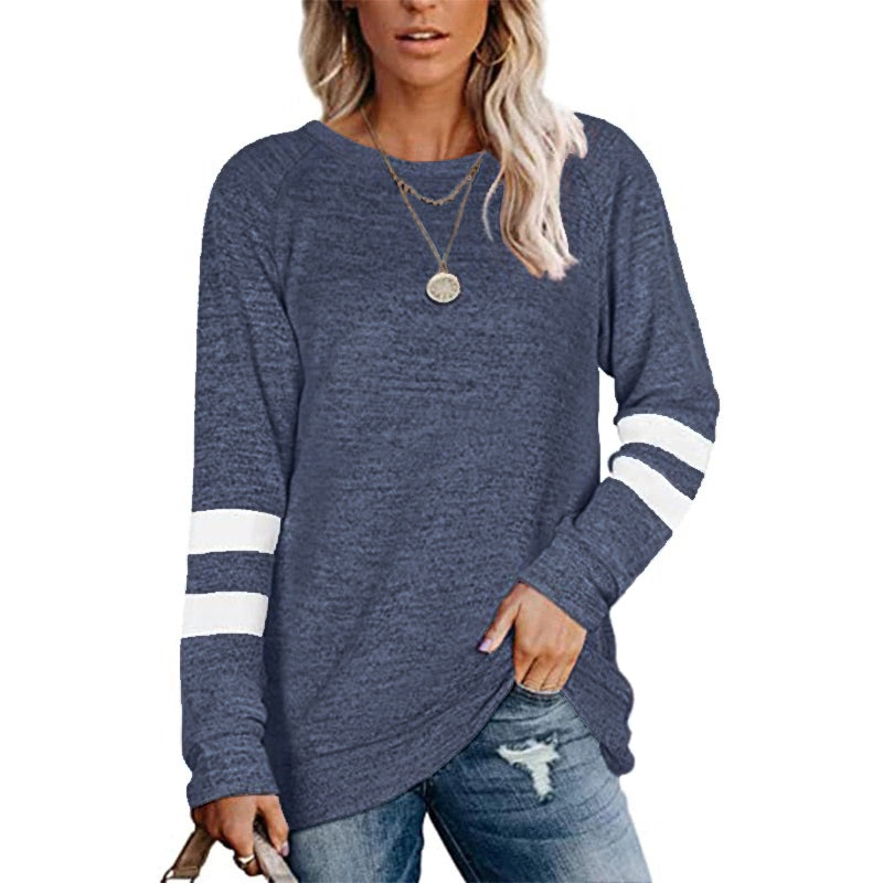 High-end Women's Slouchy Tee with Varsity Stripe