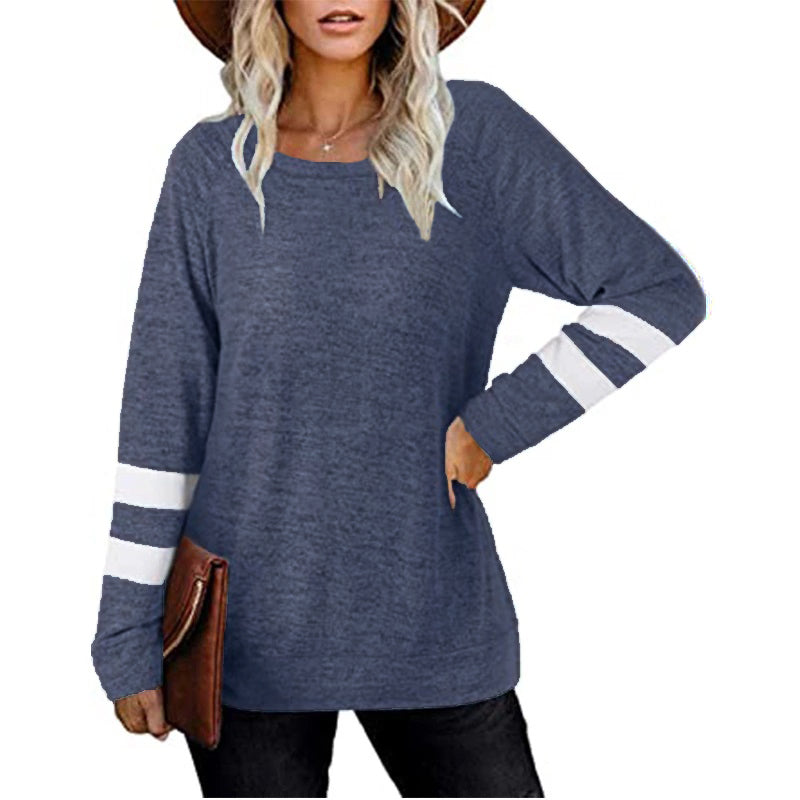 High-end Women's Slouchy Tee with Varsity Stripe