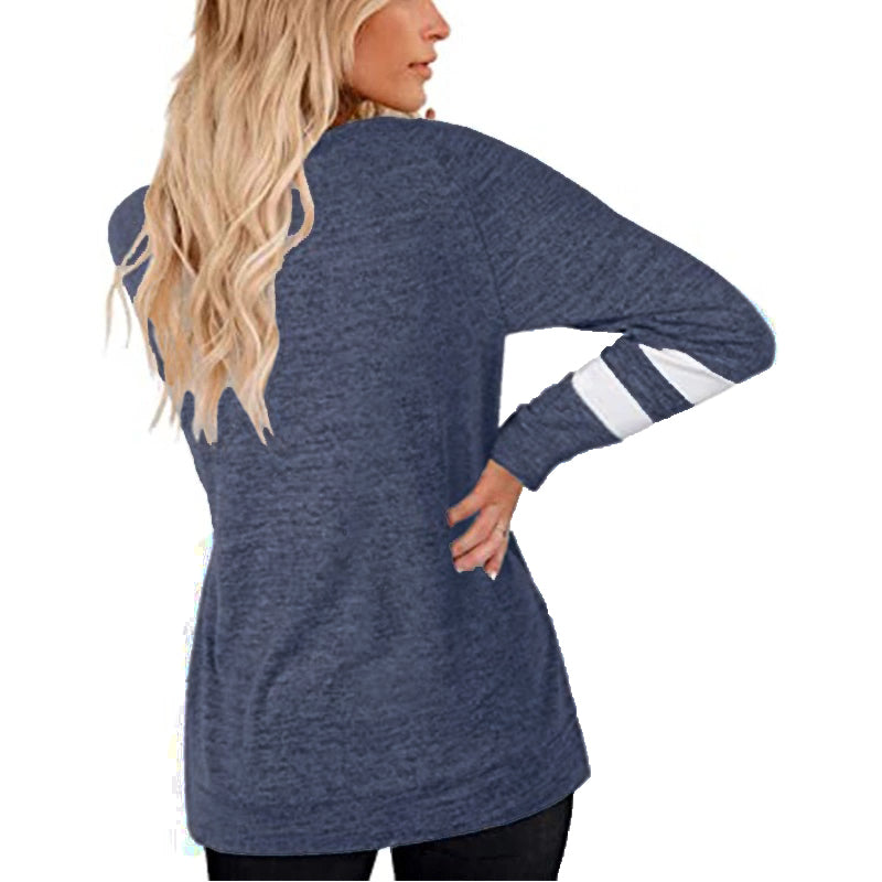 High-end Women's Slouchy Tee with Varsity Stripe