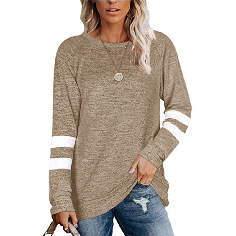 High-end Women's Slouchy Tee with Varsity Stripe