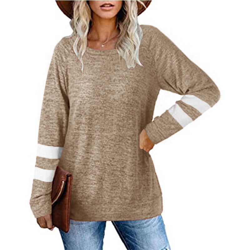 High-end Women's Slouchy Tee with Varsity Stripe