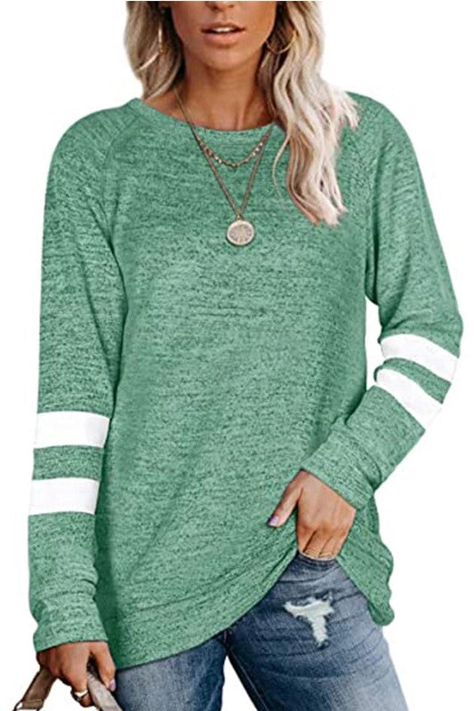 High-end Women's Slouchy Tee with Varsity Stripe