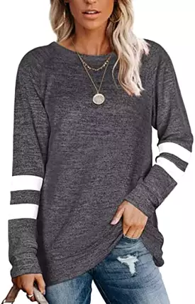 High-end Women's Slouchy Tee with Varsity Stripe