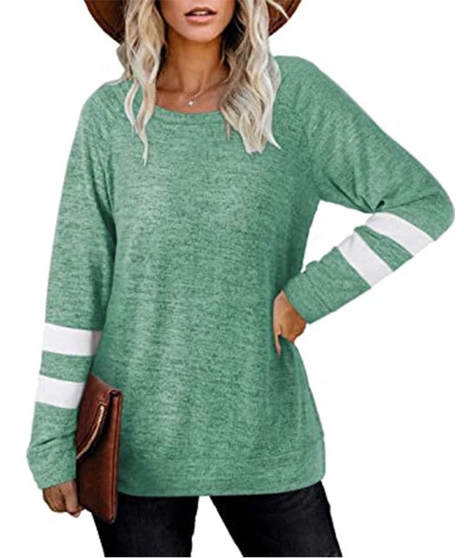 High-end Women's Slouchy Tee with Varsity Stripe