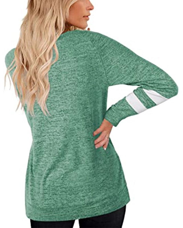 High-end Women's Slouchy Tee with Varsity Stripe