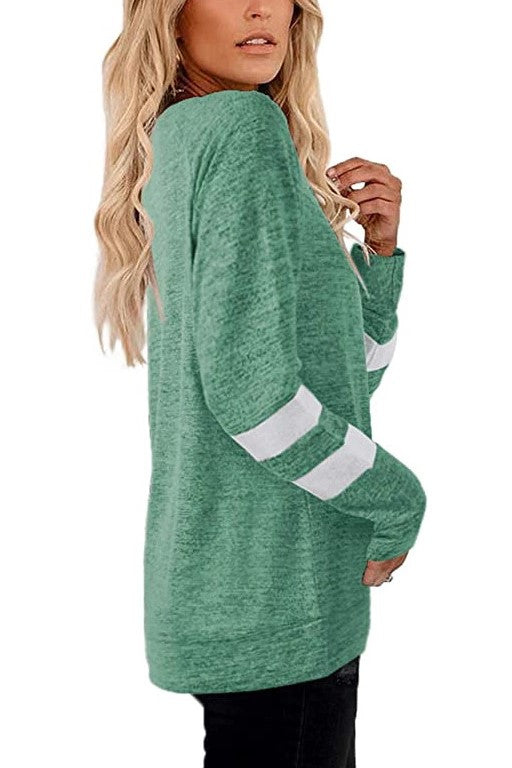 High-end Women's Slouchy Tee with Varsity Stripe