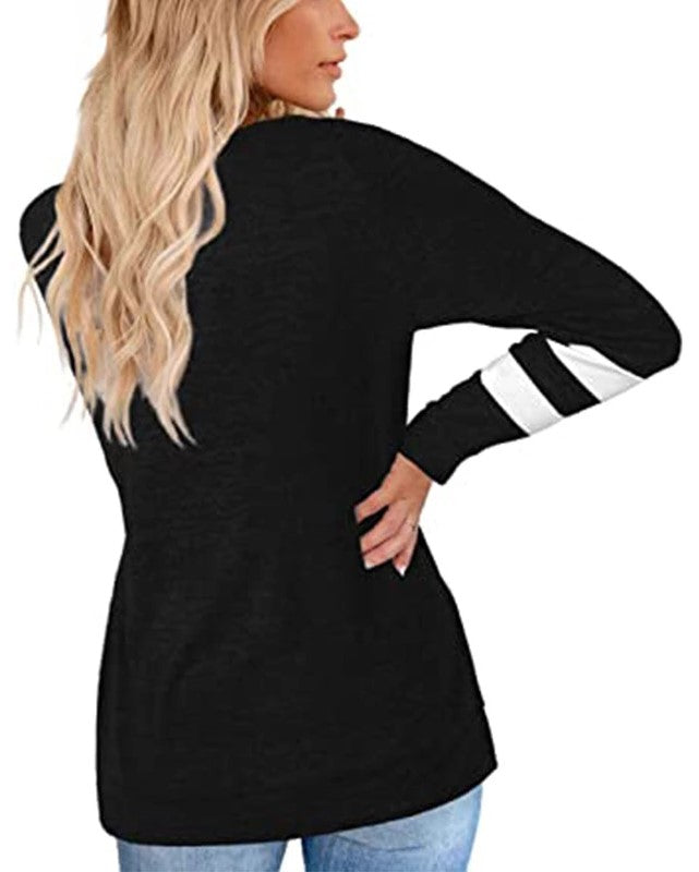 High-end Women's Slouchy Tee with Varsity Stripe