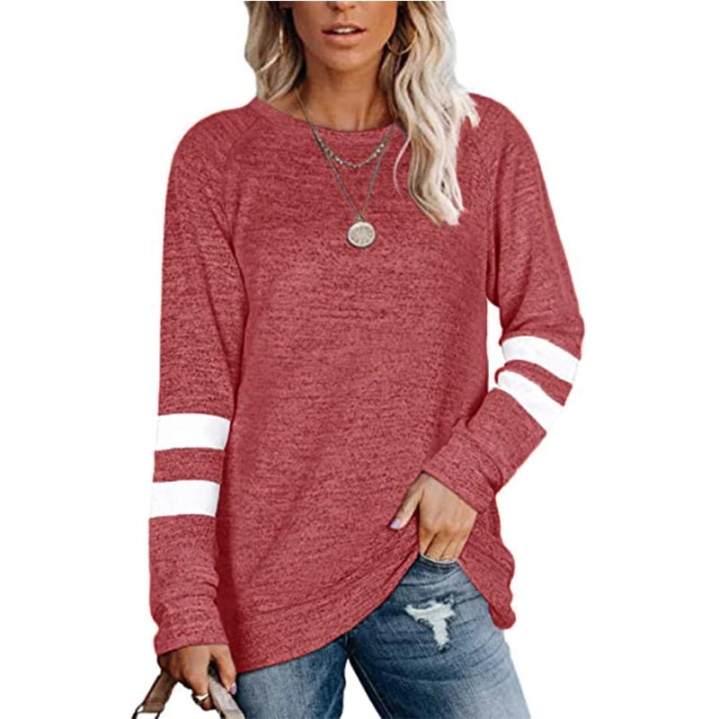 High-end Women's Slouchy Tee with Varsity Stripe